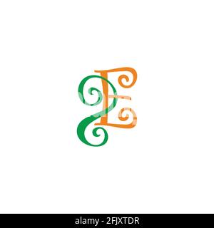 letter 2e connect design curves simple colorful logo vector Stock Vector