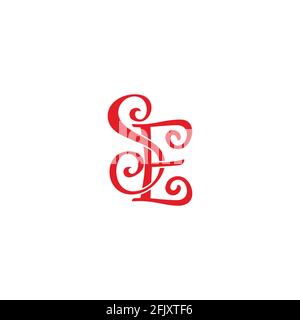 letter se linked red ribbon logo vector Stock Vector