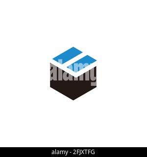 abstract number 8 square hexagonal box symbol logo vector Stock Vector