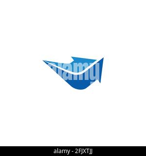 blue motion arrows up geometric logo vector Stock Vector