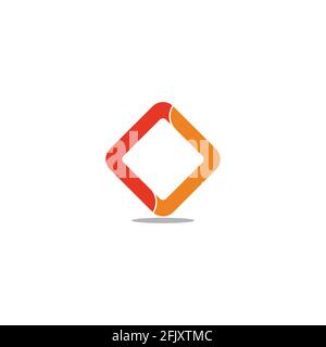 golden square ring colorful geometric logo vector Stock Vector