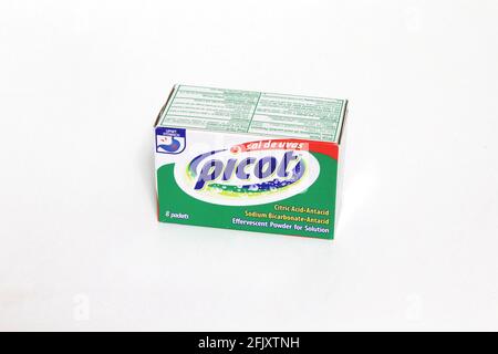 Picot Antacid. Relieves upset stomach. For heartburn & sour stomach. Also relieves acid indigestion. On a white isolated background Stock Photo