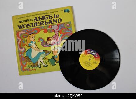 Alice in Wonderland Disney Movie Soundtrack music album on vinyl record LP disc on white isolated background Stock Photo