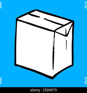 white milk box draw Stock Vector