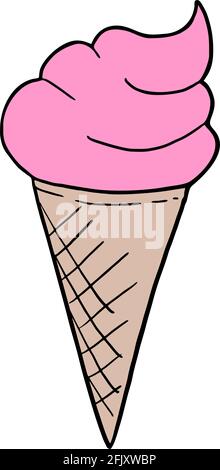 strawberry ice cream illustration Stock Vector
