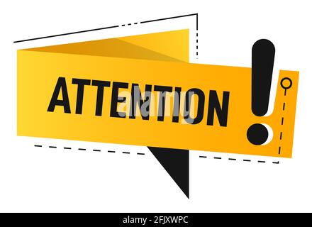Attention banner with exclamation mark, caution Stock Vector