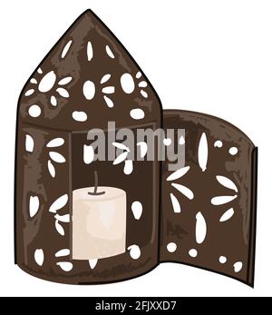 Ancient decorative light, ornaments and candle Stock Vector