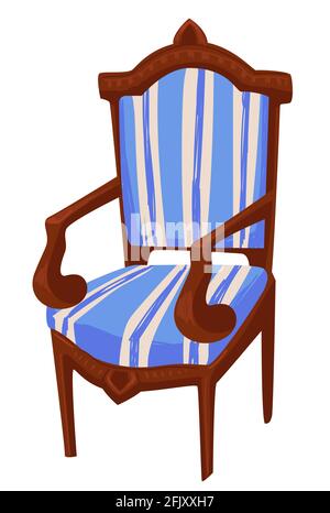 Vintage furniture, chair with carvings and decor Stock Vector