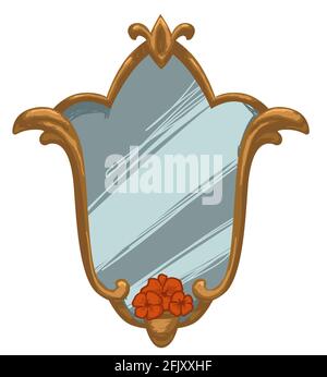 Vintage mirror with wooden ornamental frame vector Stock Vector