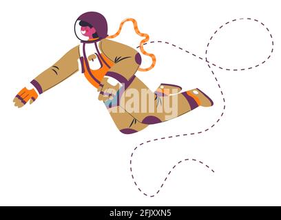 Astronaut floating in space, cosmonaut in costume Stock Vector