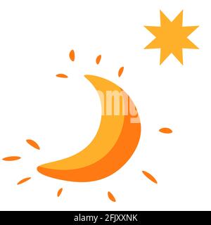 Crescent moon and star shining with gold vector Stock Vector