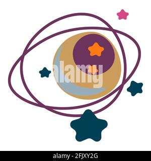 Planet with orbit and stars, outer space galaxy Stock Vector