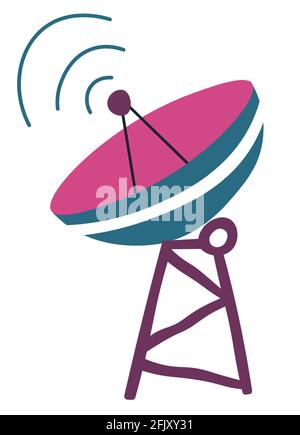 Artificial satellite for telecommunication network Stock Vector
