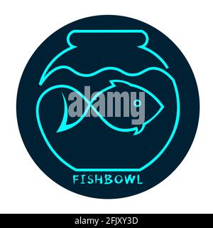 logo aquarium fish in a bowl from one line 2 Stock Vector