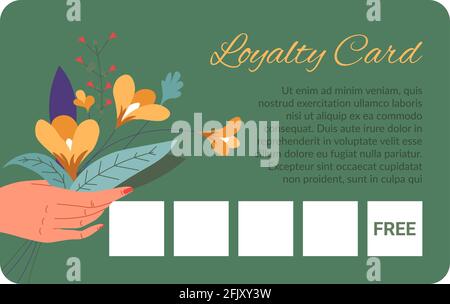 Loyalty card, discounts and special promotions Stock Vector