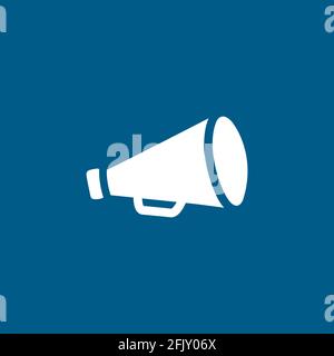 Megaphone Icon On Blue Background. Blue Flat Style Vector Illustration. Stock Vector