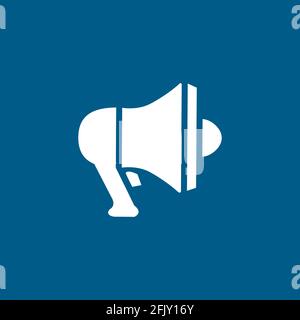 Megaphone Icon On Blue Background. Blue Flat Style Vector Illustration. Stock Vector