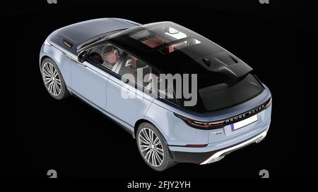 range rover velar with interior and black background Stock Photo