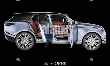 range rover velar with interior and black background Stock Photo