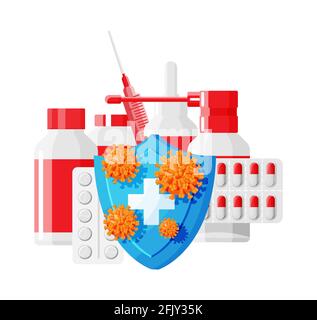 Vaccination and immunity concept. Stock Vector