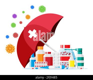 Vaccination and immunity concept. Stock Vector