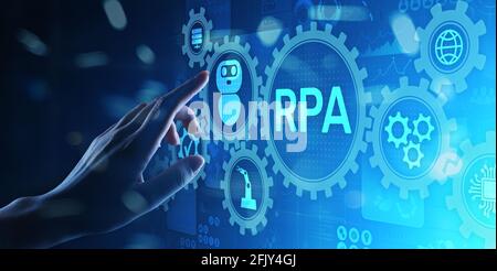 RPA Robotic process automation innovation technology concept on virtual screen Stock Photo
