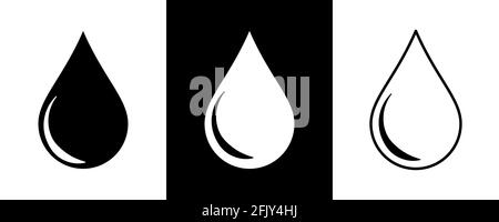 Vector drop icons. Three version on black and white background Stock Vector