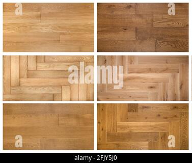 Collage of wooden textures for parquet or laminate Stock Photo