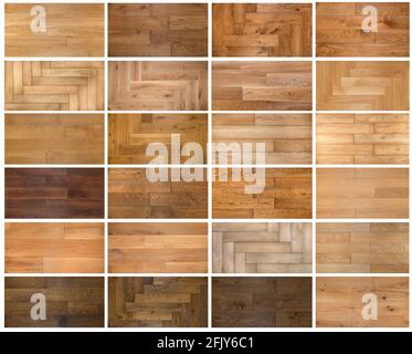 Collage of wooden textures for parquet or laminate Stock Photo