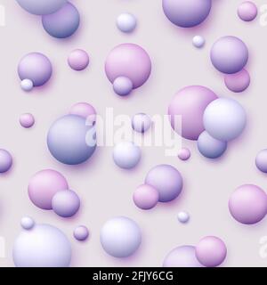 Vector dynamic background with colorful realistic 3d balls. Round sphere in pearls pastel colors on backdrop. Powder balls, foundation, powder, blush Stock Vector