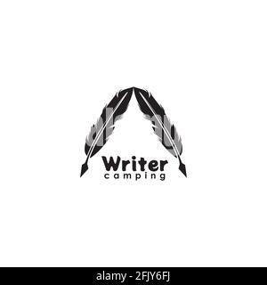 Writer camp logo design vector template Stock Vector