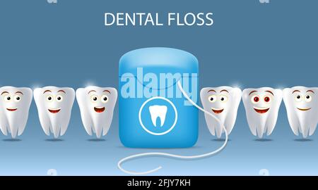 Children dentistry banner. Cartoon teeth characters. Everyday oral ...