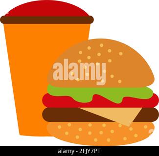 Burger and soft drink logo design vector template Stock Vector
