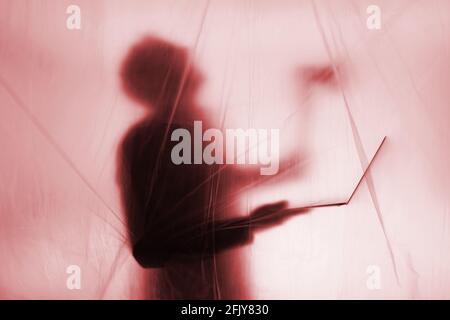 Anonymous Hacker commits computer crime Stock Photo