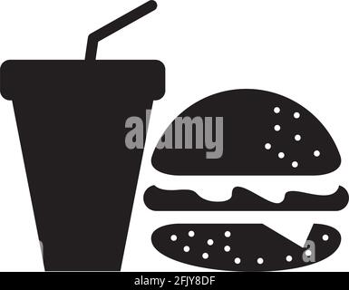 Burger and soft drink logo design vector template Stock Vector
