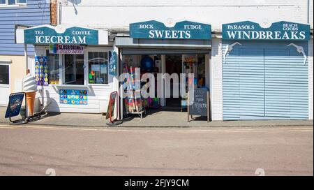 small beach shop dymchurch kent on the south coast of england Stock Photo