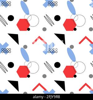 Geometric vector pattern with red and white.  Stock Vector