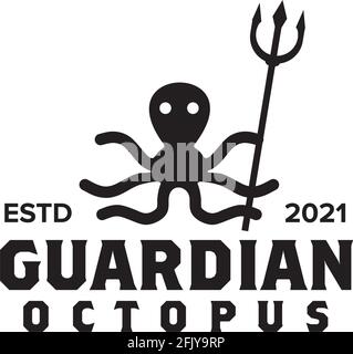 Guardian octopus logo design vector template Stock Vector
