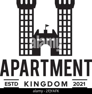 Apartment kingdom building logo design vector template Stock Vector