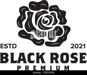 Black rose flower logo design vector template Stock Vector