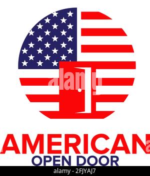 American door logo design vector template Stock Vector