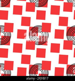 Geometric vector pattern with red and white.  Stock Vector
