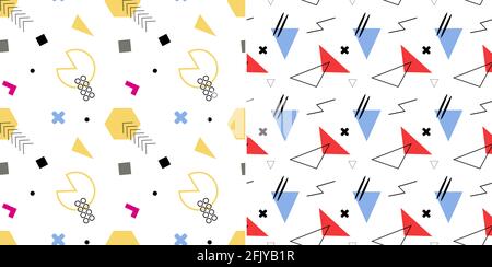 Abstract geometric seamles patern in Memphis style Stock Vector