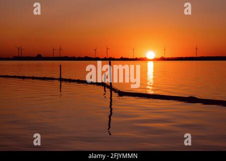 sunset over lake Stock Photo