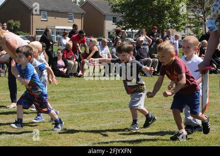 Muirhead Primary School Sports Day The nursey boys compete Stock Photo
