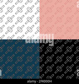 set of seamless patterns with sports ab wheel icon for press. Ornament for decoration and printing on fabric. Design element. Vector in cartoon Stock Vector