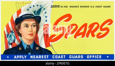 American, WW2 female recruitment poster, SPARS: Serve in the Women's Reserve, US Coast Guard (USCG), 1941-1945 Stock Photo