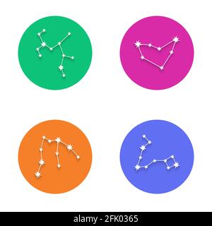 Zodiac constellation symbols collection. Connected shining star astrology signs. Sagittarius, Capricorn, Aquarius and Pisces. Vector illustration. Stock Vector