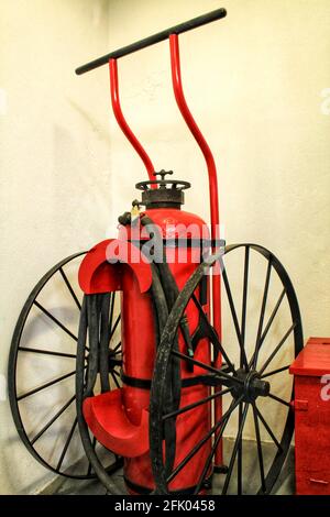 Old and vintage fire extinguishing system in Lisbon Stock Photo