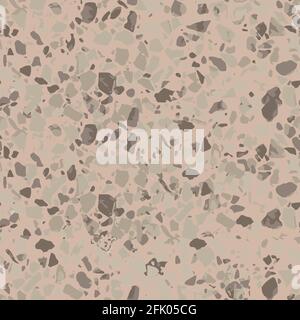 Brown colors abstract noise grain seamless pattern stone terazzo tile thin slab imitation, background template vector illustration Stock Vector